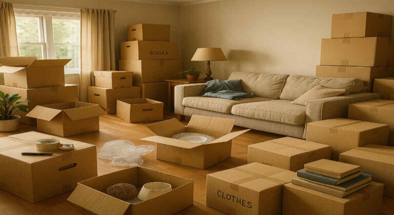 how to pack a messy house to move