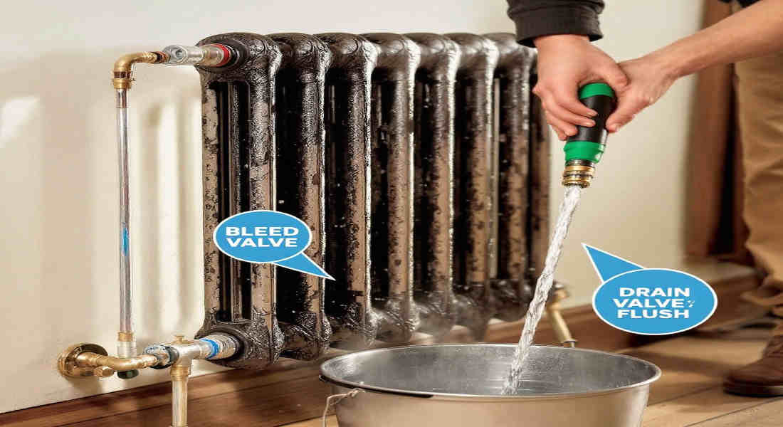 how to flush a house radiator with a garden hose
