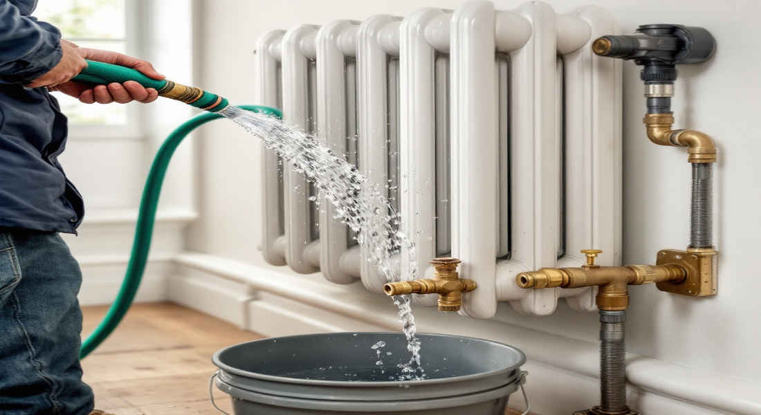 how to flush a house radiator with a garden hose
