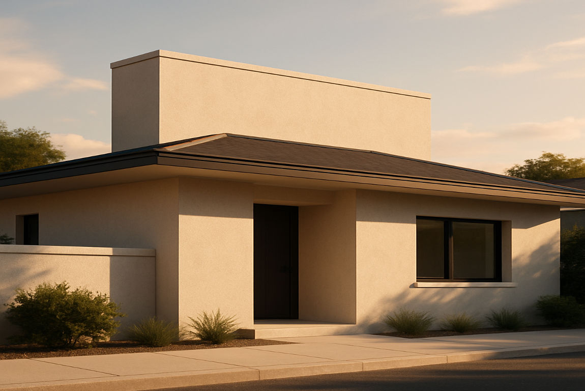 a roof house and a parapet wall