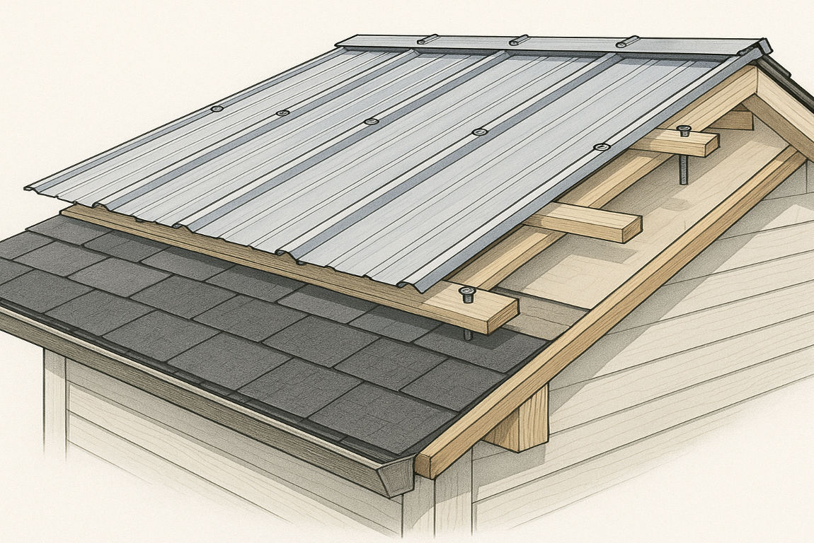 can you install house metal roof over composite