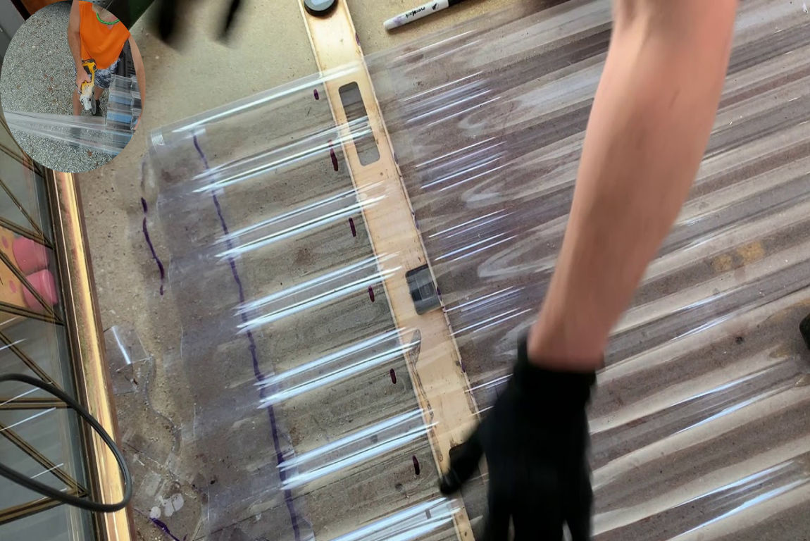 how to cut corrugated polycarbonate house roof panel