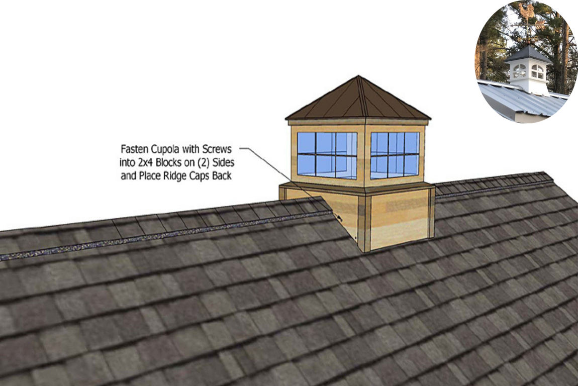 how to mount cupola on home metal roof