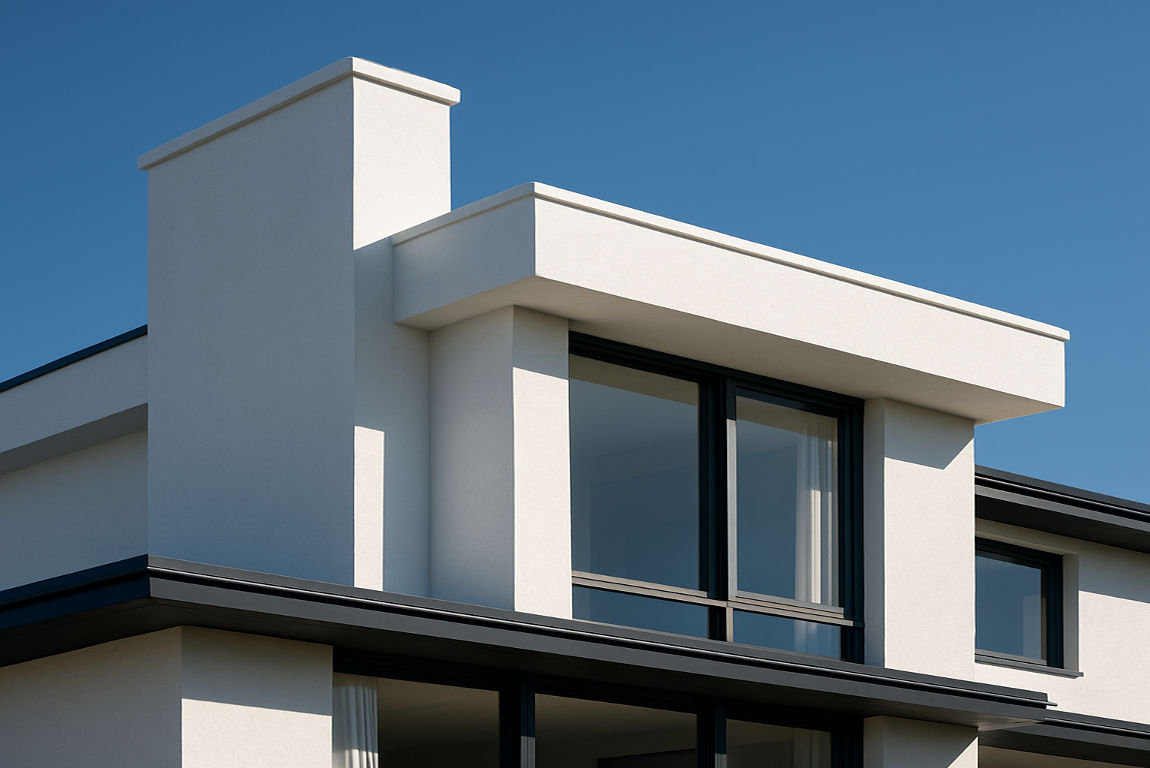 a roof house and a parapet wall