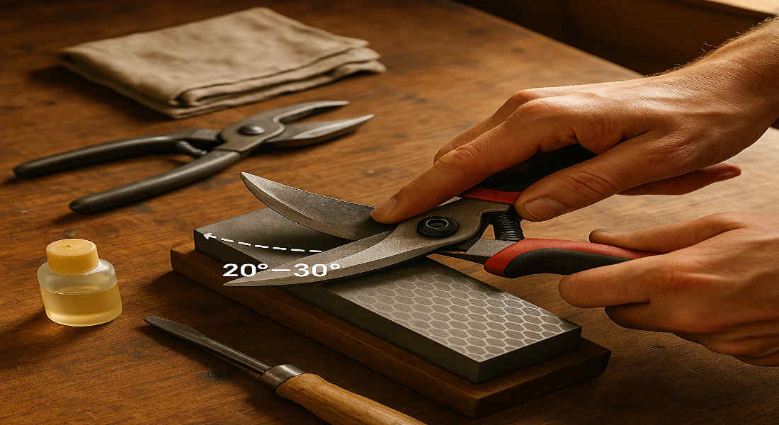 how to sharpen house garden shears without a file