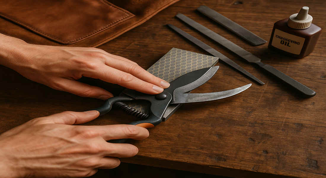 how to sharpen house garden shears without a file