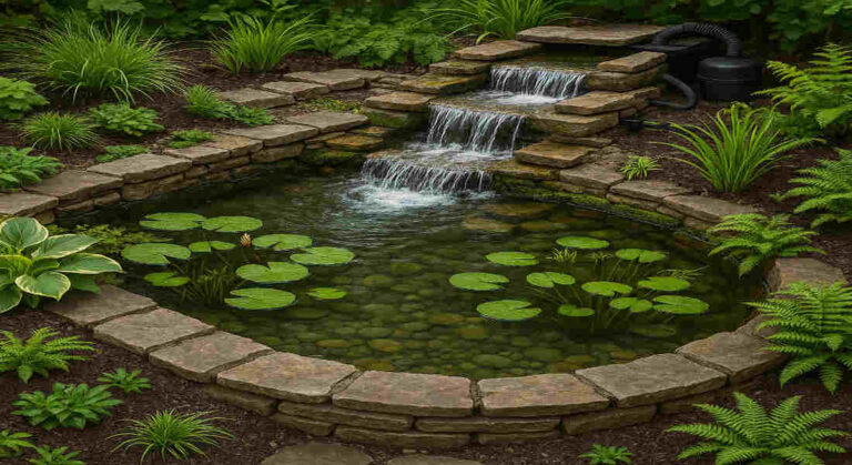 how to build a home garden pond with waterfall uk