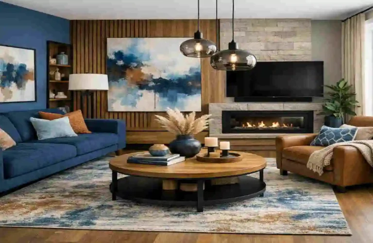 Modern Blue and Brown Living Room Ideas: