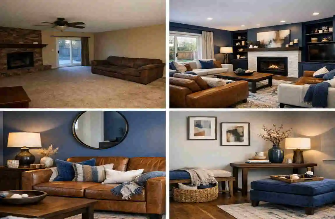 Modern Blue and Brown Living Room Ideas: