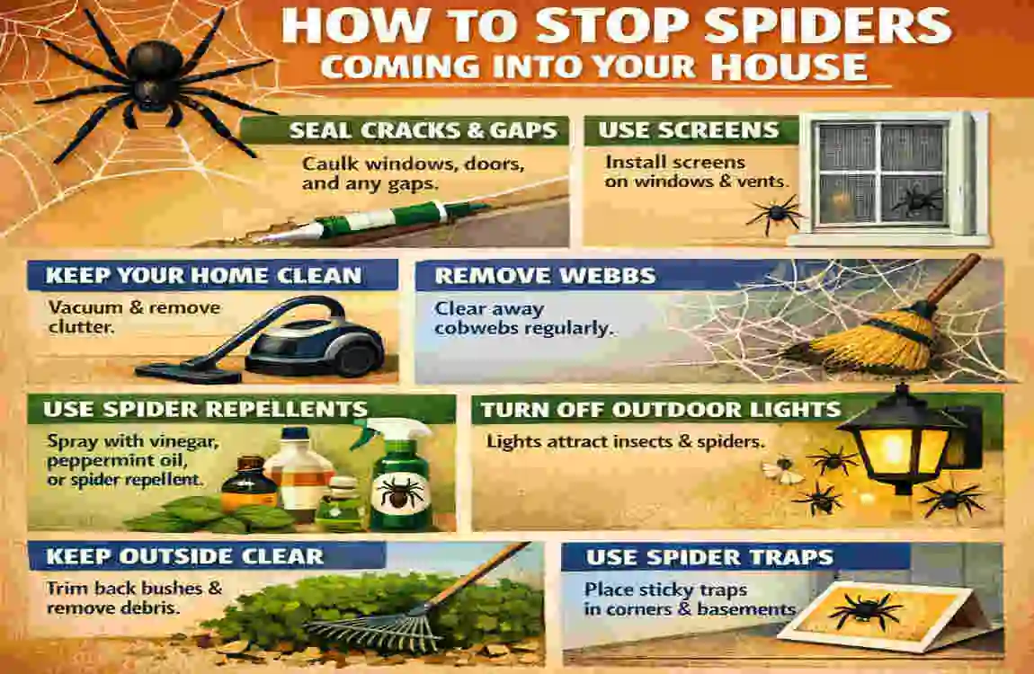 how to stop spiders coming into house