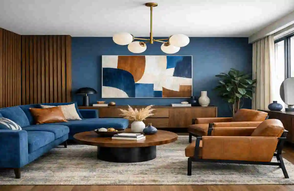 Modern Blue and Brown Living Room Ideas: