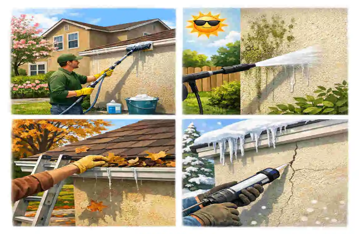 how to clean stucco exterior walls