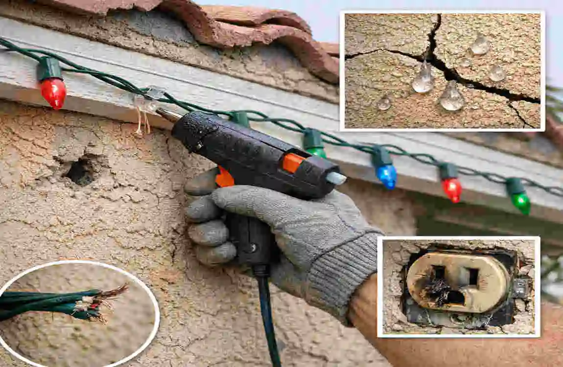 how to hang christmas lights on stucco exterior