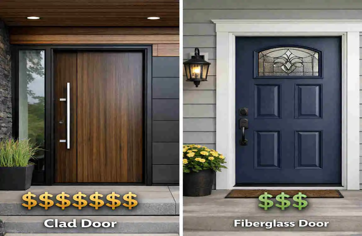 which is more expensive clad doors or fiberglass exterior doors