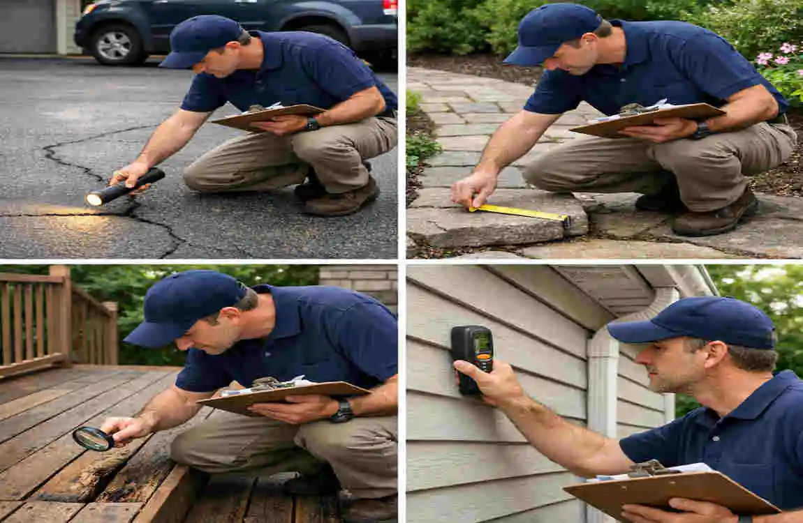 when inspecting the exterior of a home