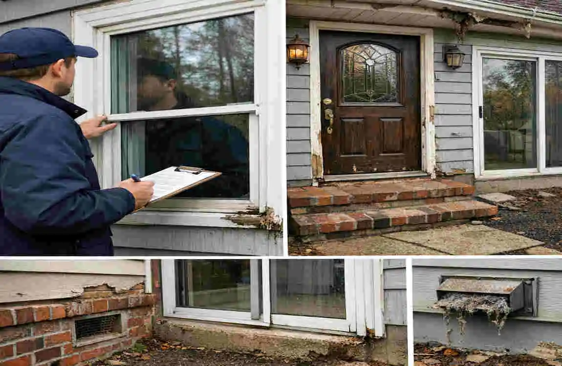 when inspecting the exterior of a home