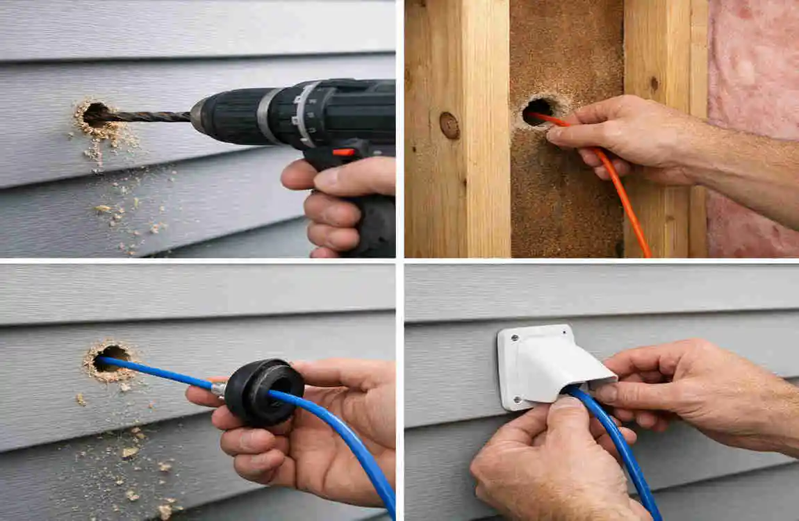 how to run ethernet cable through exterior wall