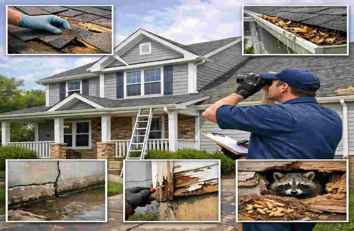 when inspecting the exterior of a home