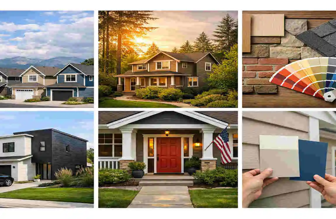 what color exterior home goes with a green metal roof
