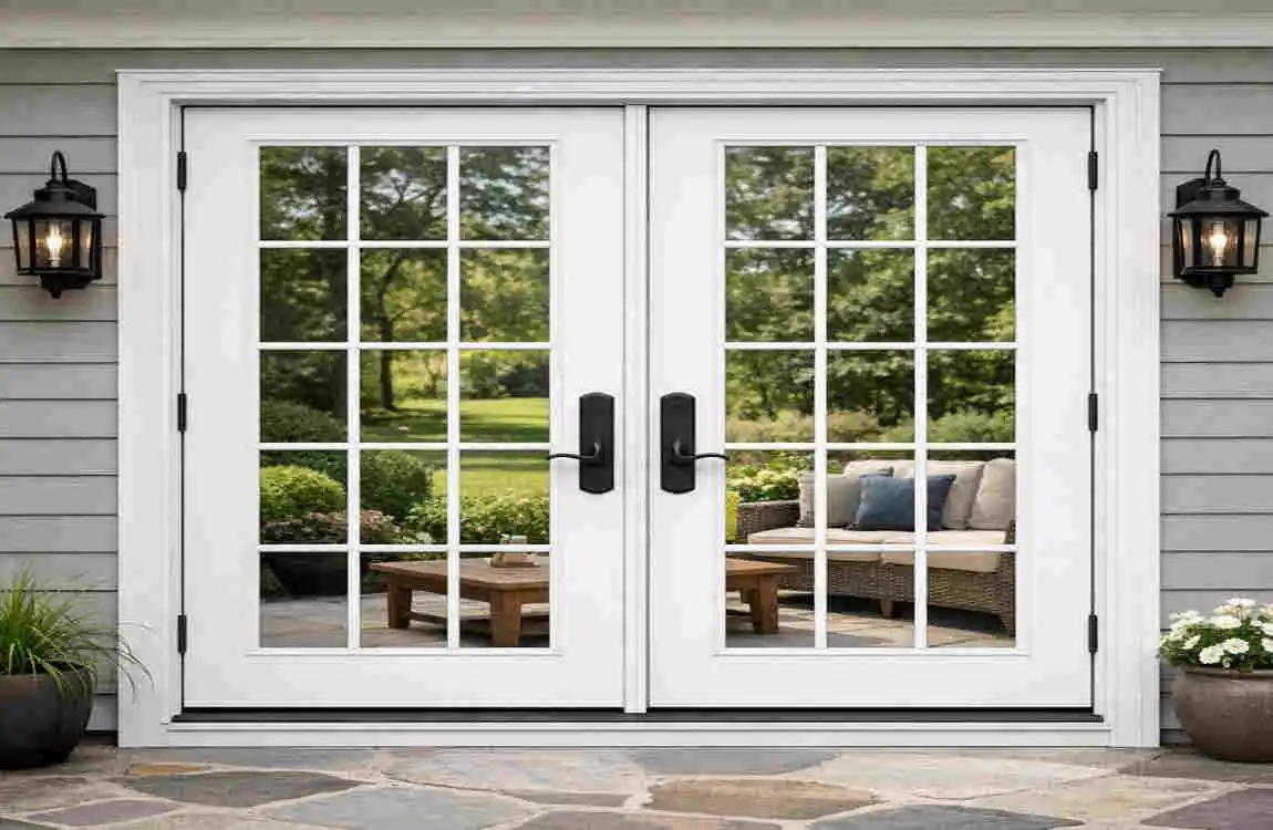 white double french doors exterior